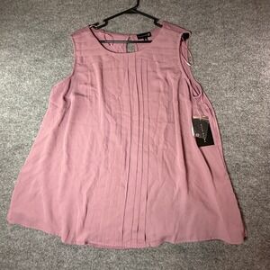 Ryan Wythe Womens‎ 2X Mauve Pleated Sleeveless Blouse Keyhole Back NWT SU18T016
